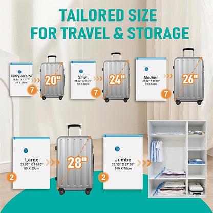 25 Pack Travel Vacuum Storage Bags with Rechargeable Wireless Electric Pump, Travel Packing Bags for Luggage and Suitcase, Carry-on Size Compression Space Saver for Clothes and Clothing