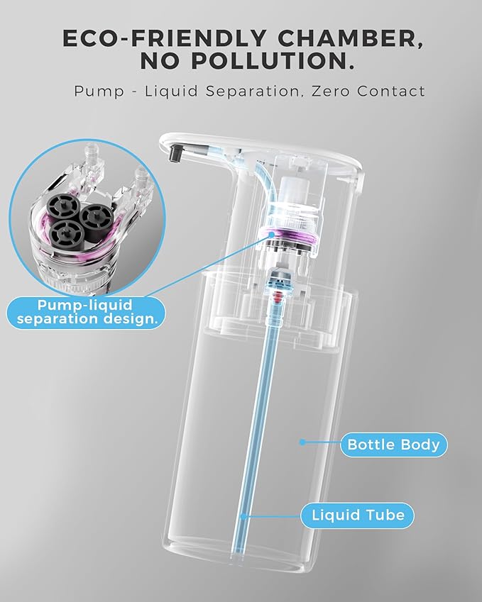 DODO MEKIA Automatic Liquid Soap Dispenser Touchless, 304 Stainless Steel Bottle Body &16.2oz/480ml Rechargeable, 3 Adjustable Liquid Levels, IPX7 Waterproof, for Kitchen Bathroom, Black