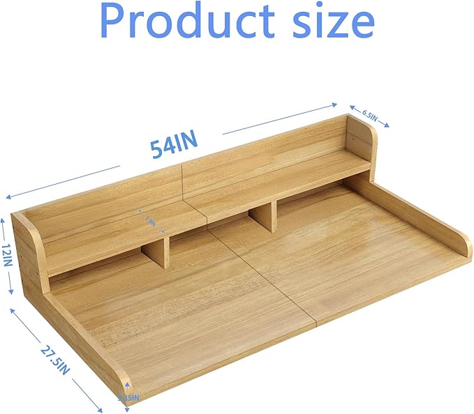 Washer Dryer Countertop, Laundry Wood Shelf Topper with Edge, 2-Tier Laundry Countertop, for Washer and Dryer Laundry Hamper Counter Storage Organization (Natural)