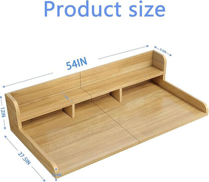 Washer Dryer Countertop, Laundry Wood Shelf Topper with Edge, 2-Tier Laundry Countertop, for Washer and Dryer Laundry Hamper Counter Storage Organization (Natural)