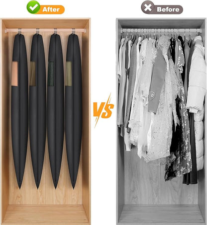 Syeeiex 54'' Garment Bags for Hanging Clothes with 8'' Gussets,Space Saving Hanging Garment Bag with Self Compression Zipper - Save 50% Space-Can Hold 6 Down Coats,8 Fur & Winter Coats,20 Shirts(2PCS)