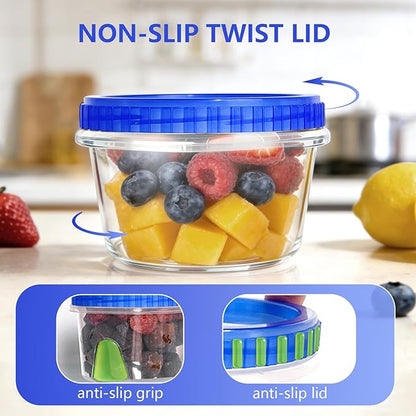 Slomg 10 Pack 16 oz Freezer Storage Containers with Twist Top Lids, Small Plastic Food Storage Soup Meal Prep Containers, Leakproof Overnight Quart Containers for Lunch Leftover Fruit Salad Oat