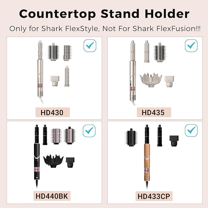 Affogato Wall Mount Holder Compatible with Shark FlexStyle, Acrylic Wall Mounted Organizer for Storage Attachments, Rack with Cord Hanger for Accessories Curlers Brushes Diffuser