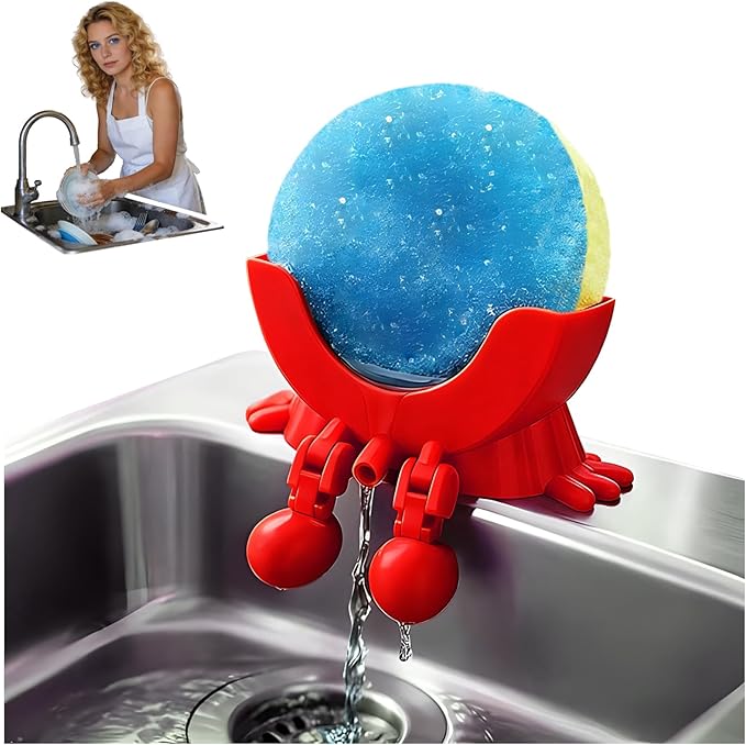 YHWABOICE Peeing Scrub Sponge Holder - Funny Sink Sponge Sponges Holder for Kitchen & Bathroom, Auto Draining Organizer, Kitchen Sink Drainer Rack (Red)