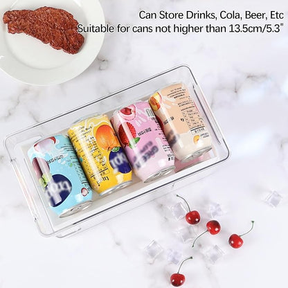 Quickquick 12 oz Can Organizer, Clear Rolling Soda Can Holder Dispenser, 2 Packs