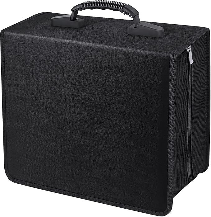 CD/DVD Case Binder, CD DVD Case Wallet Storage Holder Binder 400 Capacity CD/DVD Disc Case Booklet Album Box (Black binder, Black)