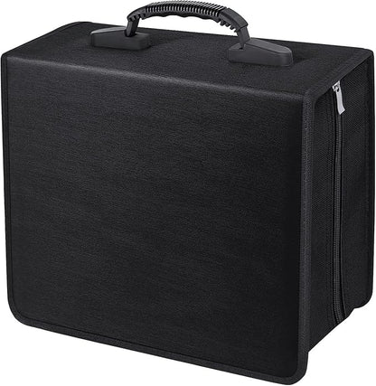 CD/DVD Case Binder, CD DVD Case Wallet Storage Holder Binder 400 Capacity CD/DVD Disc Case Booklet Album Box (Black binder, Black)
