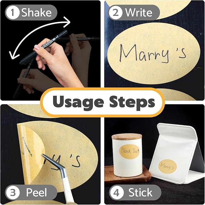 180Pcs Chalkboard Labels for Jars, Waterproof Reusable Blackboard Stickers with 2 Liquid Chalk Markers, Organization Labels Removable (Brown, Round)