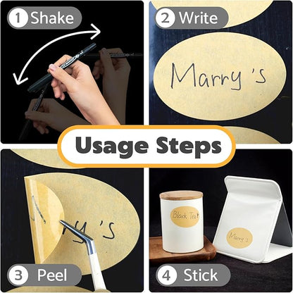 180Pcs Chalkboard Labels for Jars, Waterproof Reusable Blackboard Stickers with 2 Liquid Chalk Markers, Organization Labels Removable (Brown, Round)