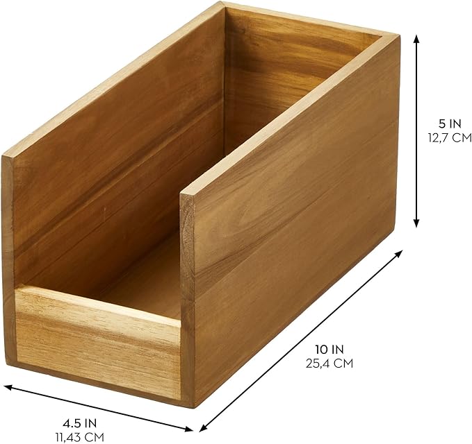 iDesign Acacia Wood Open-Front Pantry Bin for Kitchen Organization - Set of 4 - Natural