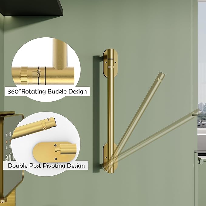 RUACQ Paper Towel Holder Under Cabinet, Wall Mounted or Adhesive Stainless Steel Paper Towel Holder,Round Base Paper Towel Rack for Kitchen, RV, Bathroom (Brushed Gold)
