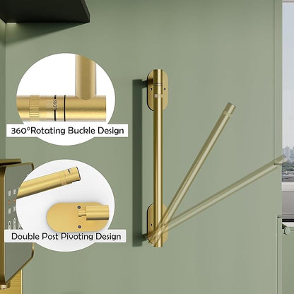 RUACQ Paper Towel Holder Under Cabinet, Wall Mounted or Adhesive Stainless Steel Paper Towel Holder,Round Base Paper Towel Rack for Kitchen, RV, Bathroom (Brushed Gold)