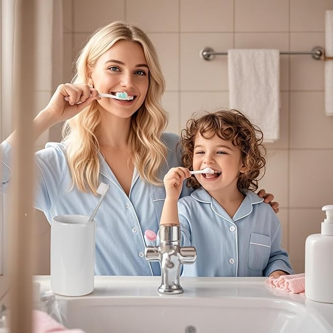 AHUDKKY White Toothbrush and Toothpaste Holder,Ceramic Electric Toothbrush Holders,Toothbrush Cup, Bathroom Tooth Brush Holders(300ml)
