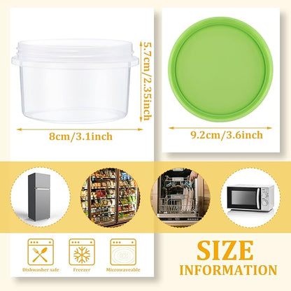 Sieral 36 Pack 8 oz Freezer Containers with Lids Reusable Deli Freezer Storage Containers Stackable Plastic Thick Twist Top Jars for Takeout Food Round Wide Mouth Lunch Snack (Red,Green,Yellow)