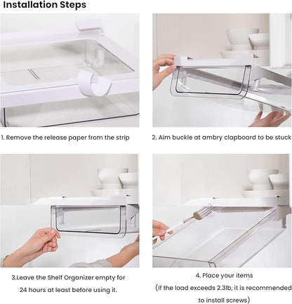 vacane Under Shelf Basket Organizer, Under Shelf Storage Drawer Pull Out, Under Cabinet Basket Hanging Holder for Cupboard Cabinet Pantry Kitchen, Add-on Space Saver
