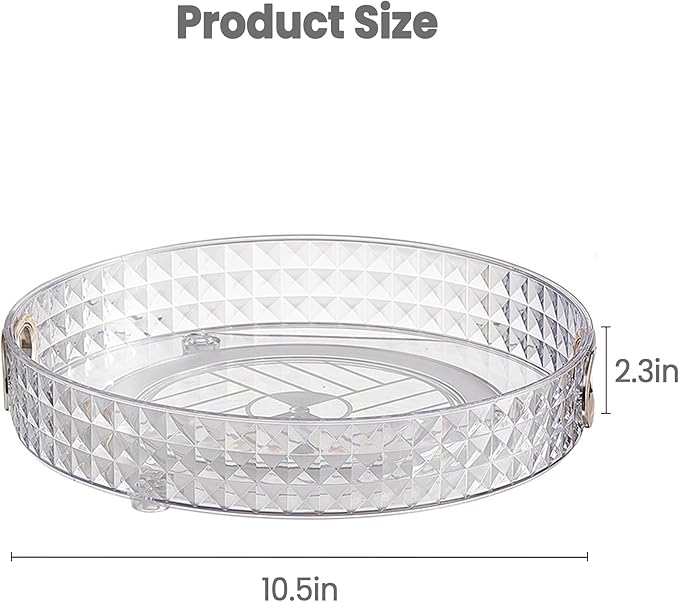 HsaExtriva 360 Rotating Makeup Organizer, Diamond Patterned Large Capacity Skin Care Organizer, Wider Perfume Stand, Makeup Holder for Vanity and Bathroom Countertop, Clear 1 Tier