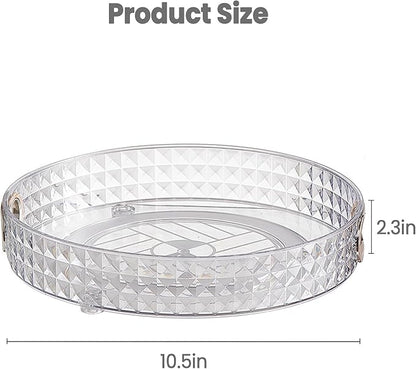 HsaExtriva 360 Rotating Makeup Organizer, Diamond Patterned Large Capacity Skin Care Organizer, Wider Perfume Stand, Makeup Holder for Vanity and Bathroom Countertop, Clear 1 Tier
