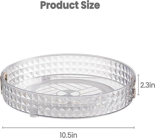 HsaExtriva 360 Rotating Makeup Organizer, Diamond Patterned Large Capacity Skin Care Organizer, Wider Perfume Stand, Makeup Holder for Vanity and Bathroom Countertop, Clear 1 Tier