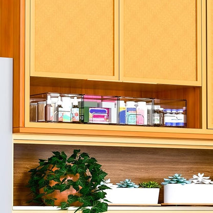 4.4" Tall Small Clear Acrylic Stackable Storage Drawers for Vanity,Under Sink,Bathroom Closet,Medicine Cabinet Organization and Plastic Storage Bins for Organizing Makeup,Baby Bottles,Pacifier,6 PCS