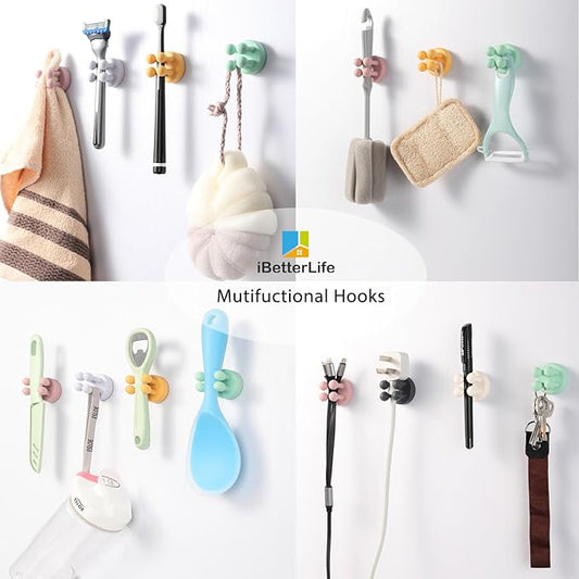 ZEZHOU Good Grips Toothbrush Holders - 5Pcs Self Adhesive Silicone Razor Holder Wall Mounted to Mirror for Shower Hanging Towel, Functional Waterproof Hook for Bathroom Kitchen Living Room Office