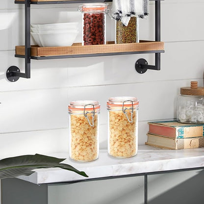 Flrolove 16 oz Glass Jars with Airtight Lid, Set of 6 Mason Jars 16 oz, Glass Storage Jars, Airtight Glass Jars, Canning Jar，Glass Canister with Seal for Pickle, Vanilla, Cookie, Jelly