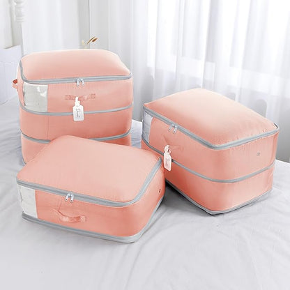 DIMJ Comforter Storage Bag - 110L Ultra Space Saving Self Compression Organize 6 Pack for Duvet, Pillow, Bedding, Blanket Storage Organizer Nylon Compression Bags
