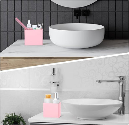 Suclain 4 Pcs Wall Mounted Organizer Non-drilling Adhesive Floating Shelf Wall Bin Organizer Hanging Storage Containers for Bedroom Bathroom Kitchen Office (Pink)