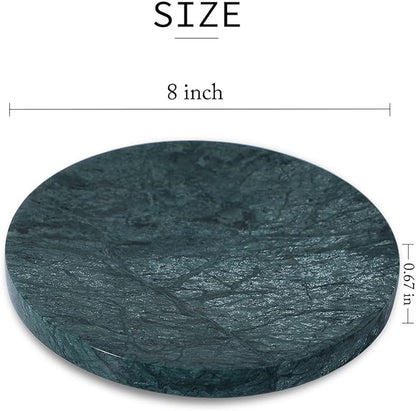 8" Natural Travertine Ring Dish Jewelry Tray for Women Gift - Marble Trinket Dish for Key Earring Nightstand - Candy,Fruit, Nut, Snack Serving Tray for Table, Home Decor (India Green Marble)