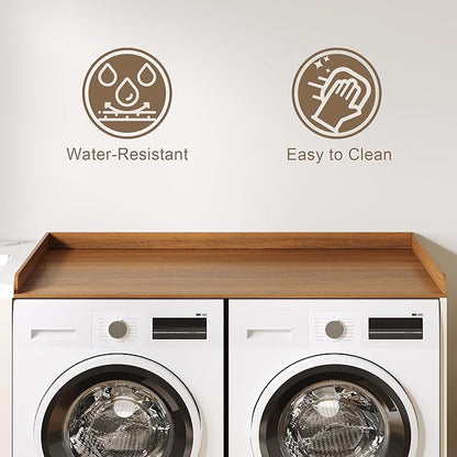ChooChoo Washer Dryer Countertop, Laundry Room Topper for Folding Clothes and Storage, Over Machine Organizer Table, Walnut