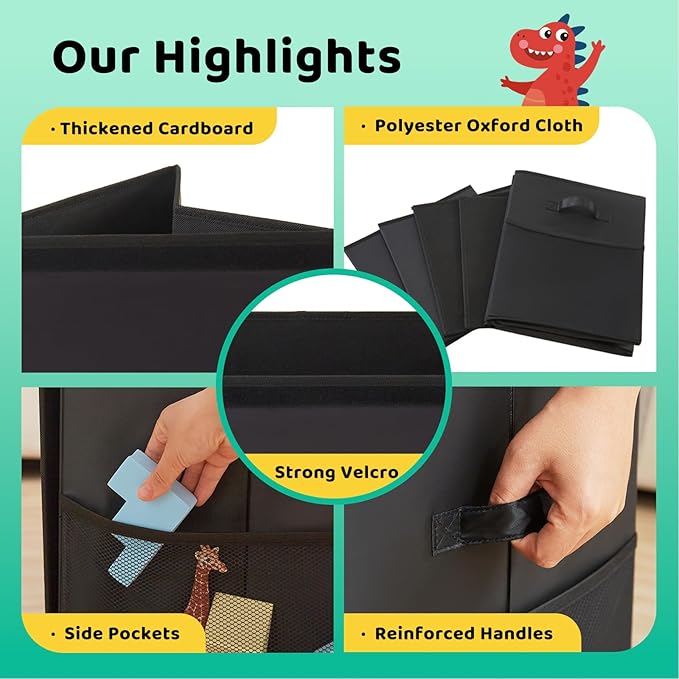 Large Toy Box, 83L Sturdy Collapsible Storage with Lid, 25"x13"x16" Kids Storage Organizer, Toy Chest Bin Baskets for Boys Girls,for Nursery,Bedroom,Playroom,Living Room,Toddlers Toybox(Black)