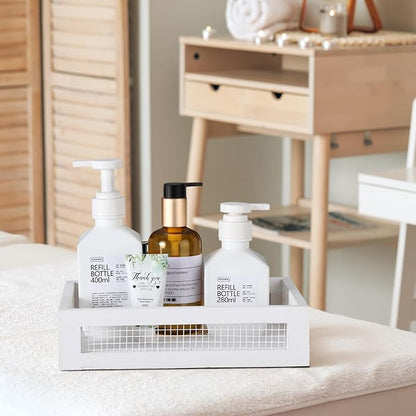 4 Pcs Wooden Nesting Countertop Baskets 4 Size Wooden Storage Box with Handle and Metal Wire Multipurpose Wood Organizer Crate for Fruit Vegetable Kitchen Cabinet Bathroom(White,Small)