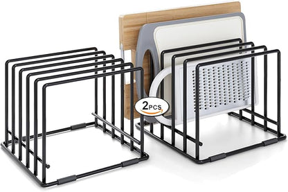 Veepus 2-pack 5-slot baking storage scratch-resistant cookie tray organizer with anti-slip frame for kitchen cabinet - portable and dust-resistant