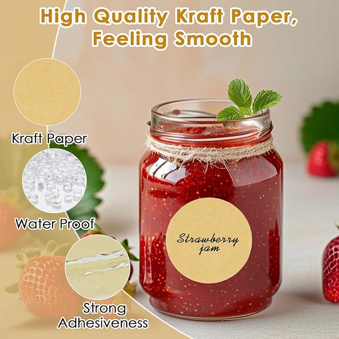 500pcs Canning Stickers Jam and Jelly Jar Labels, Gift Tags - Blank Stickers, All-Purpose Labels for Mason Jars/Bottle/Name Tags and More(2" Round)