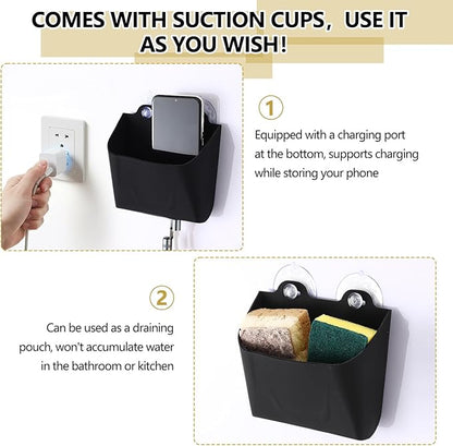 Novabright 2 Pack Magnetic Lint Bin for Laundry Room Trash Silicone Can for Dryer Kitchen Fridge, or Other Metal Surface Organizer Box(Black)