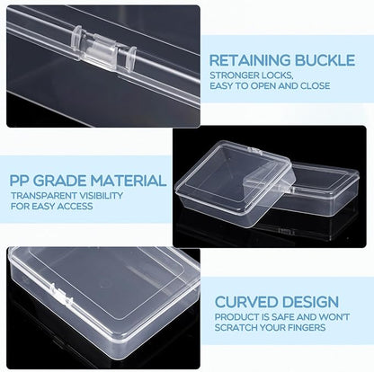Jetec 6 Pieces Mini Plastic Clear Beads Storage Containers Box for Collecting Small Items, Beads, Jewelry, Business Cards, Game Pieces, Crafts (5 x 4 x 1.3 Inch)