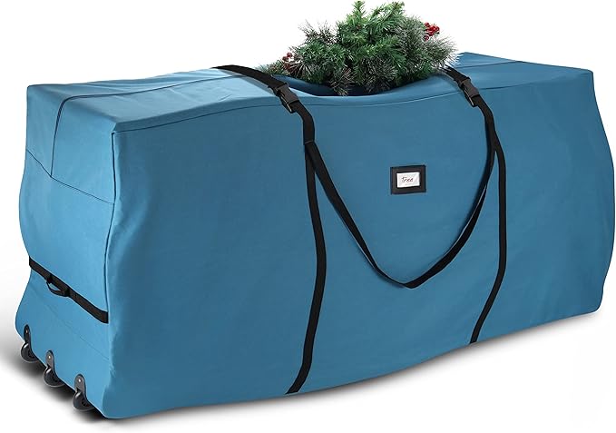 Hearth & Harbor 9 ft Rolling Christmas Tree Storage Bag - Artificial Christmas Tree Bag with Reinforced Handles, Dual Zipper, Wide Opening and Wheels - Storage Container for Trees and Decorations