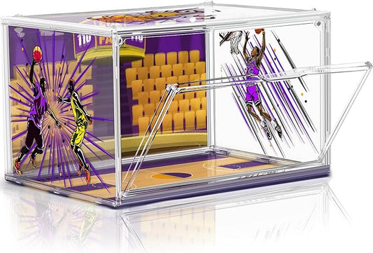 DAYOOH Acrylic Shoe Box Display Transparent Basketball Sneaker Shoe Orgainizer Storage Bins Clear Plastic Stackable Handbag Purse Hats Organizer Containers with Lids, 1Pack Size 14