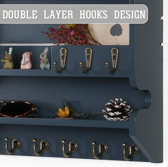 Key Holder for Wall, Mail Organizer Wall Mounted, Gray