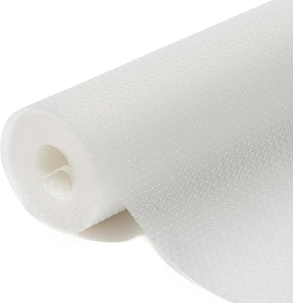 BINO | Non Adhesive Shelf Liner Roll - Dotted Clear, Non Slip Drawer and Shelf Liner for Kitchen Cabinets