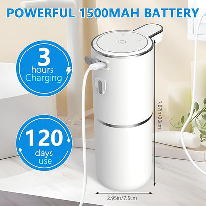 Automatic Soap Dispenser Touchless, USB Rechargeable Automatic Liquid Soap Dispenser, 12.8oz/380mL, 4 Level Adjustable, 1500mAh Smart Wall Mounted for Bathroom Kitchen Dish/Hand Soap