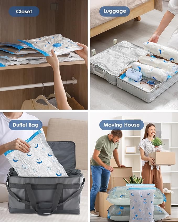 Vacuum Storage Bags with Electric Pump, 16 Pack Vacuum Sealed Bag with 1500mAh Rechargeable Battery for Clothes, Blanket, Duvets, Pillows, Comforters, Travel