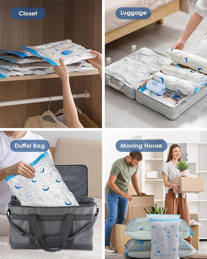 Vacuum Storage Bags with Electric Pump, 16 Pack Vacuum Sealed Bag with 1500mAh Rechargeable Battery for Clothes, Blanket, Duvets, Pillows, Comforters, Travel