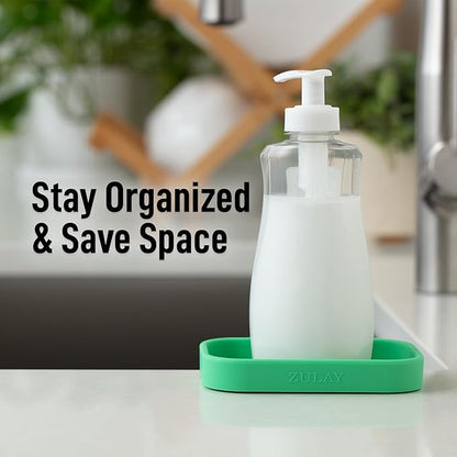 Zulay Kitchen Small Silicone Sponge Holder (4.9x3.3”) – Space-Saving Sink Organizer Tray for Sponge, Soap, Brush & More – Compact Non-Slip Dish for Kitchen & Bathroom (Carnival Glass)