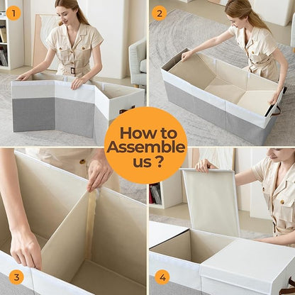 Extra Large Toy Box,150L Foldable Sturdy Toy Storage with Lid, 40"x14"x16" Kids Storage Organizer, Toy Chest for Boys&Girls,for Nursery,Bedroom,Playroom,Living Room,Large Capacity Toybox(Grey)