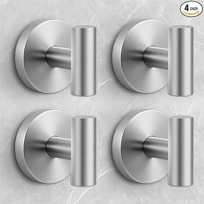 WingWider Shower Hooks for Inside Shower,No-Drill Removable&Reusable Towel Hooks for Bathroom,Heavy Duty Suction Cup Hooks for Glass Window,4 Packs(Silver)