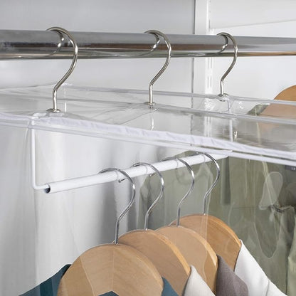 Garment Bag - Clear Hanging Closet Organizer - Durable Zippered Cover with Rod Protects Dresses, Suits, and Jackets from Dust and Moist- Top Metal Frame to Keep All Your Stuff in Shape- 54" x 20" x 15