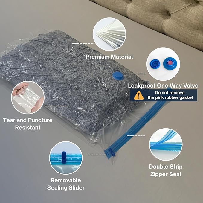 Nellivia 35 Pack Vacuum Storage Bags with Electric Pump, Compression Space Saver for Comforters, Bedding, Blanket Storage, Vacuum Seal Bags for Clothing, Luggage and Closet Organizer