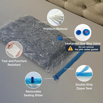 Nellivia 35 Pack Vacuum Storage Bags with Electric Pump, Compression Space Saver for Comforters, Bedding, Blanket Storage, Vacuum Seal Bags for Clothing, Luggage and Closet Organizer