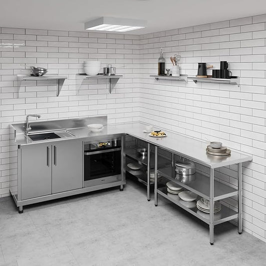 AmGood 6" X 30" Stainless Steel Wall Shelf | Metal Shelving | Garage, Laundry, Storage, Utility Room | Restaurant, Commercial Kitchen | NSF