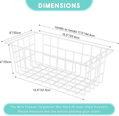 2Packs 17.5 inch Chest Freezer Organizer, Refrigerator Organizer Bins, Freezer Baskets with Handles, Metal Wire Baskets for Snacks, fruits, Potatoes, Meat